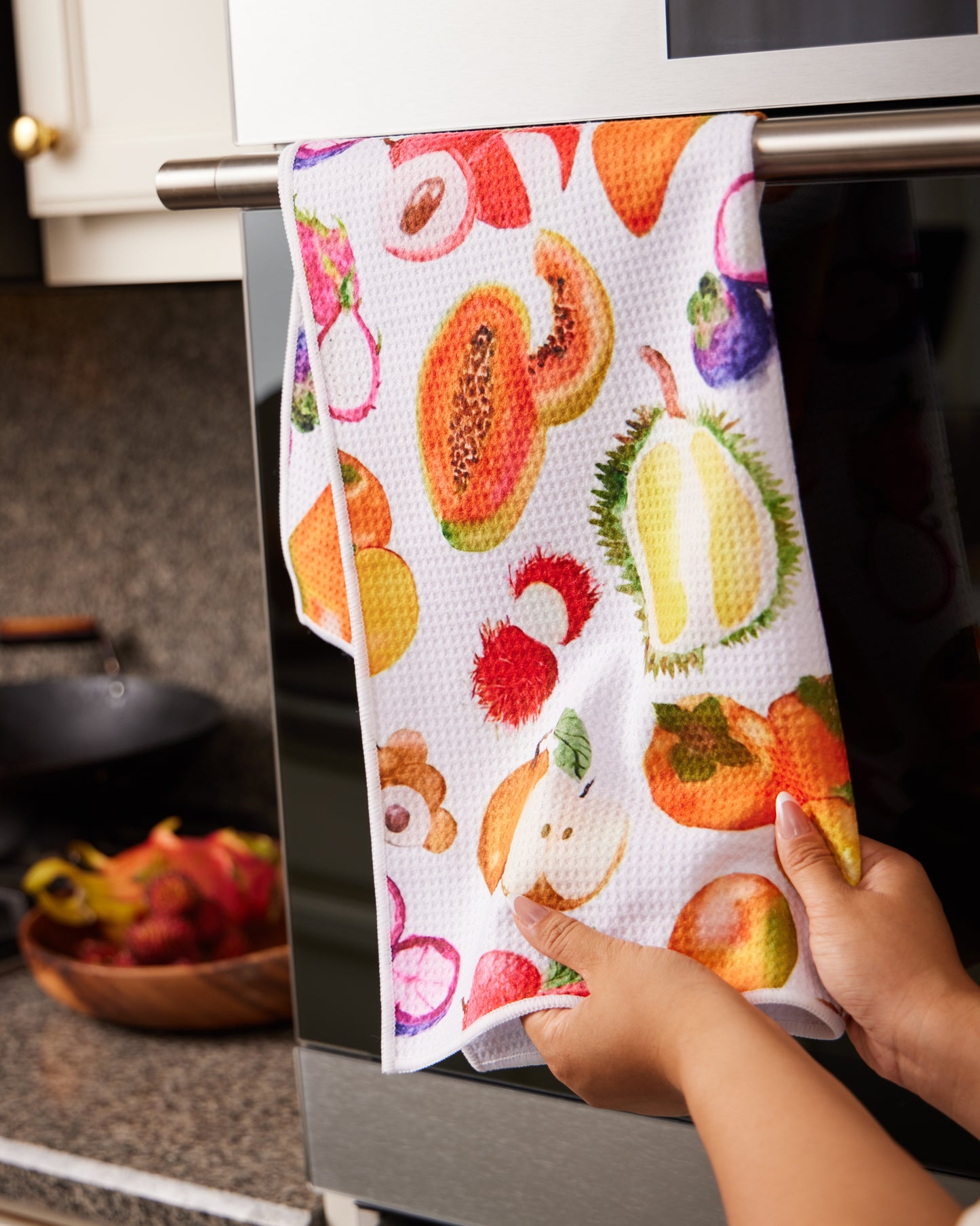 Asian Fruit Waffle Weave Kitchen Towel