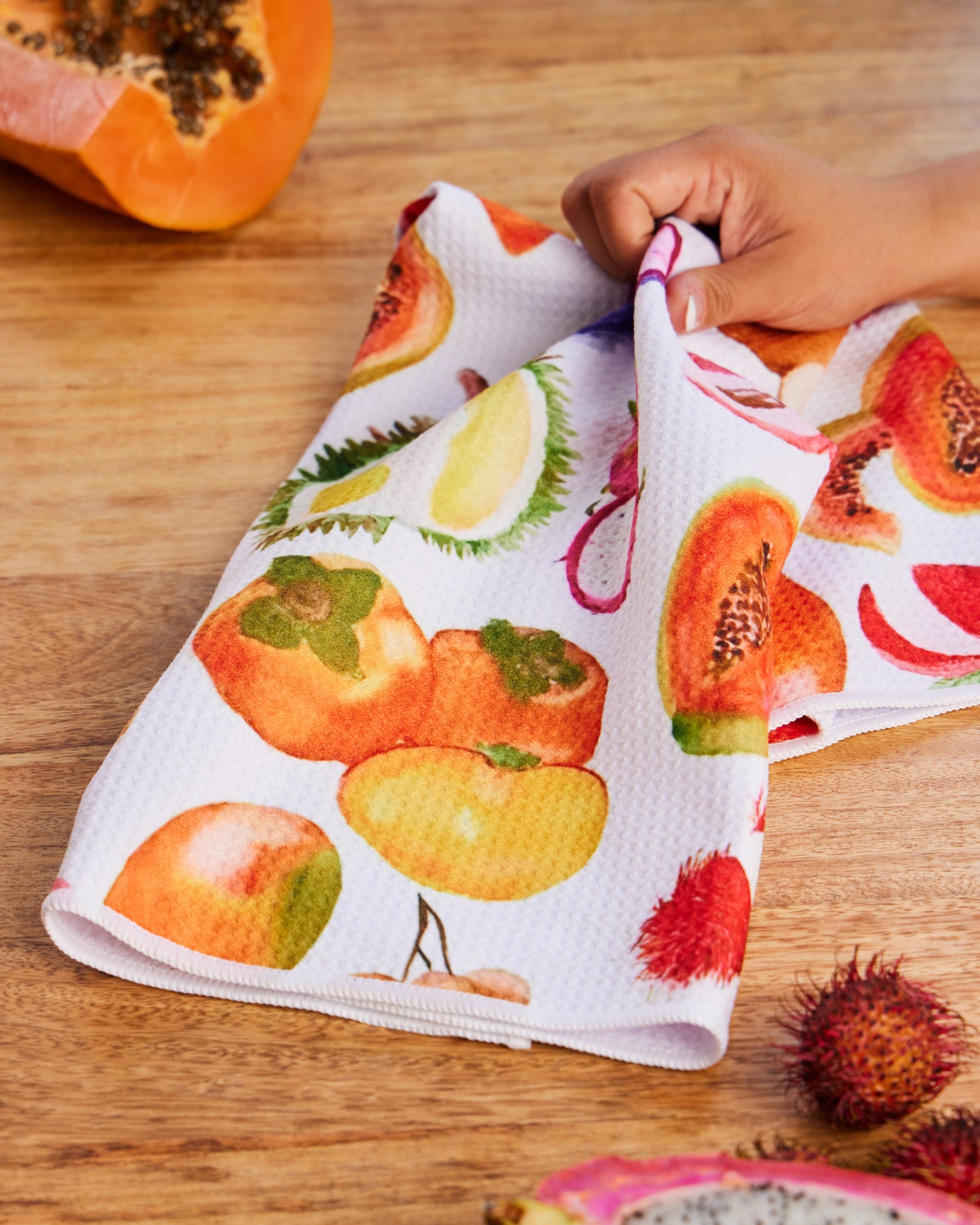 Asian Fruit Waffle Weave Towel