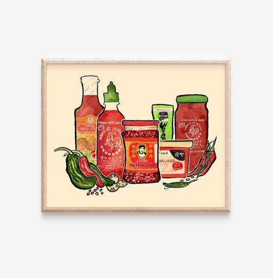 Asian Hot Sauces Wall Art Print