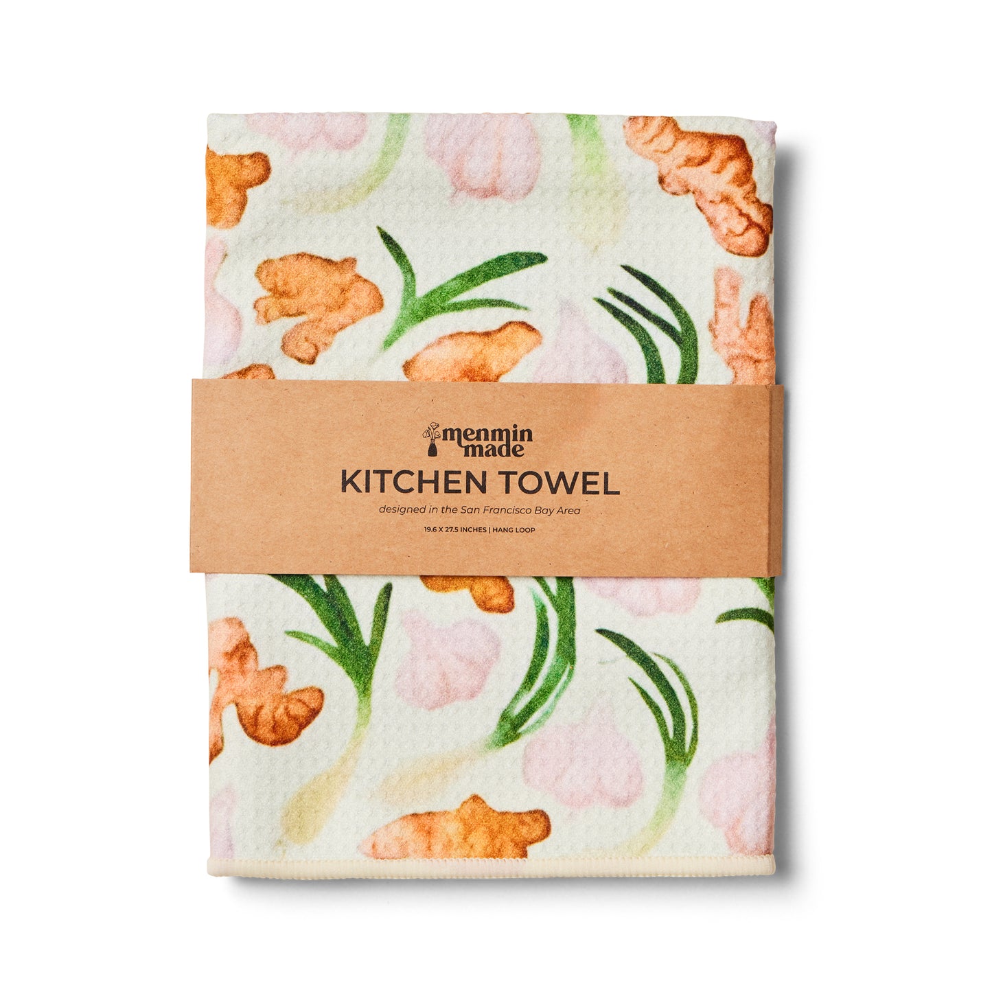 Ginger Garlic Scallion Waffle Weave Kitchen Towel