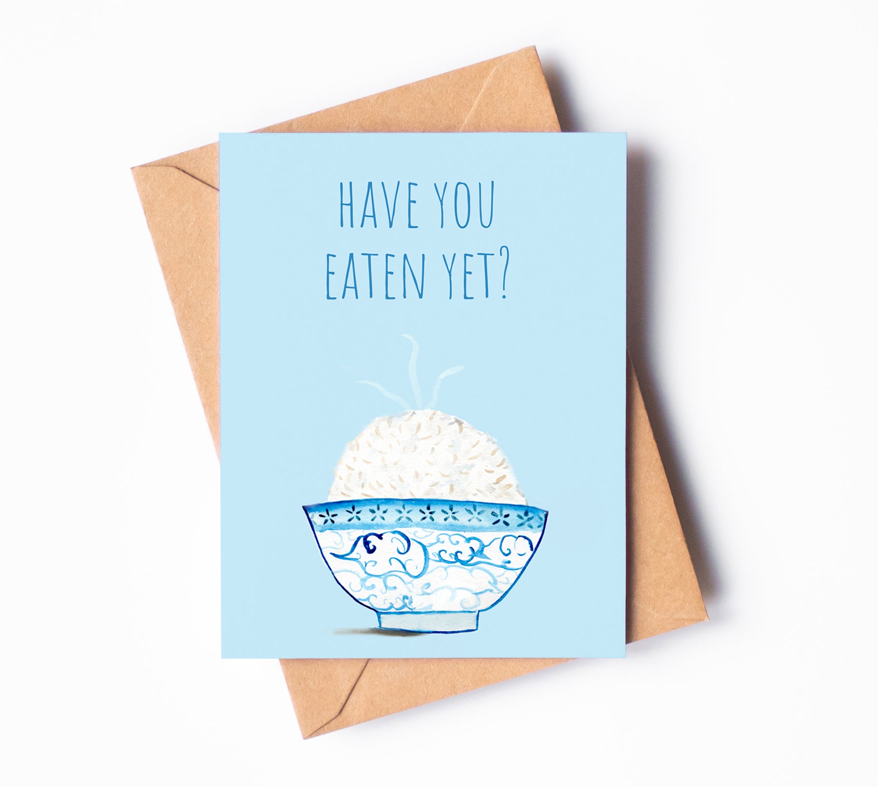 Greeting Card with Have You Eaten Yet and Rice Bowl