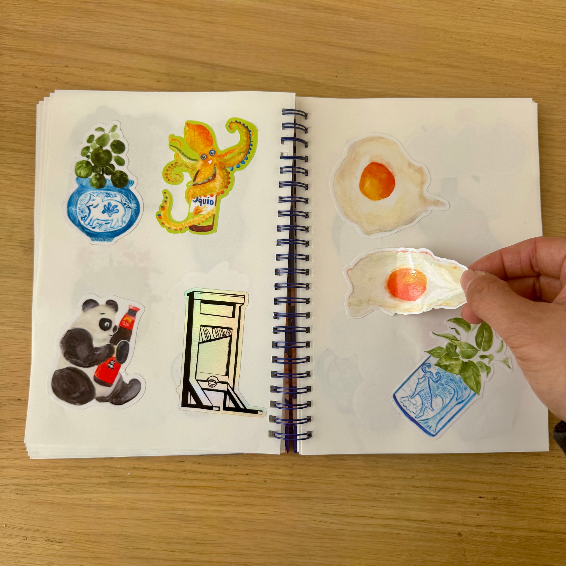 Inside pages with stickers stuck on