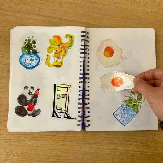 Inside pages with stickers stuck on