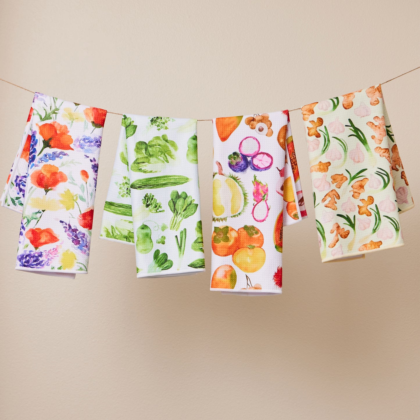 Asian Fruit Waffle Weave Towel