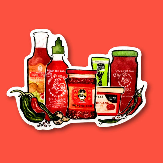 Asian hot sauces sticker