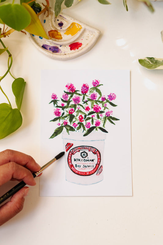 Kikkoman Bucket Soy Sauce Floral Art Print