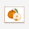 A watercolor print of an Asian pear.