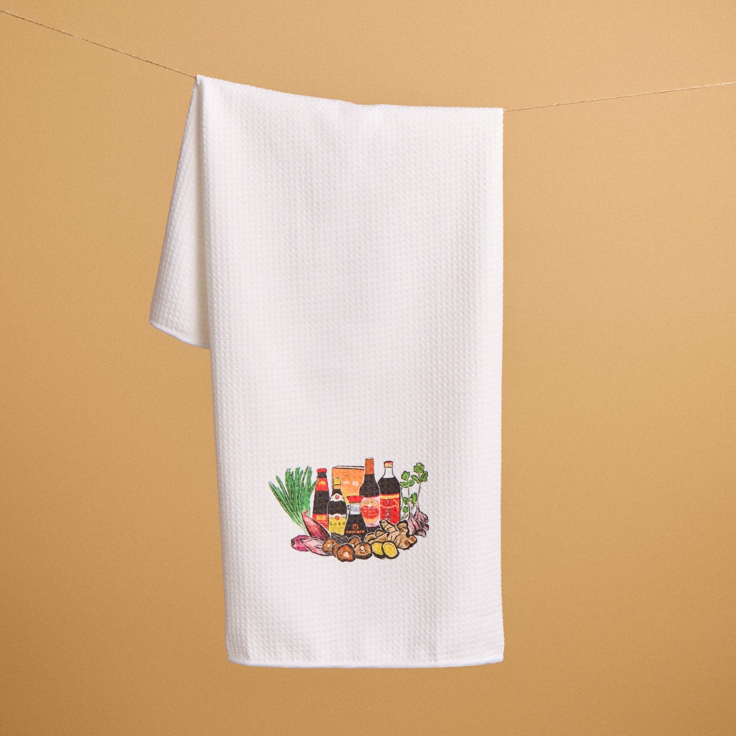 Asian Sauces Waffle Weave Kitchen Towel