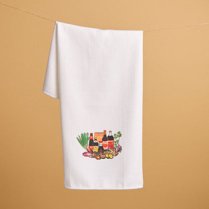 Asian Sauces Waffle Weave Kitchen Towel