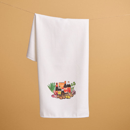 Asian Sauces Waffle Weave Kitchen Towel