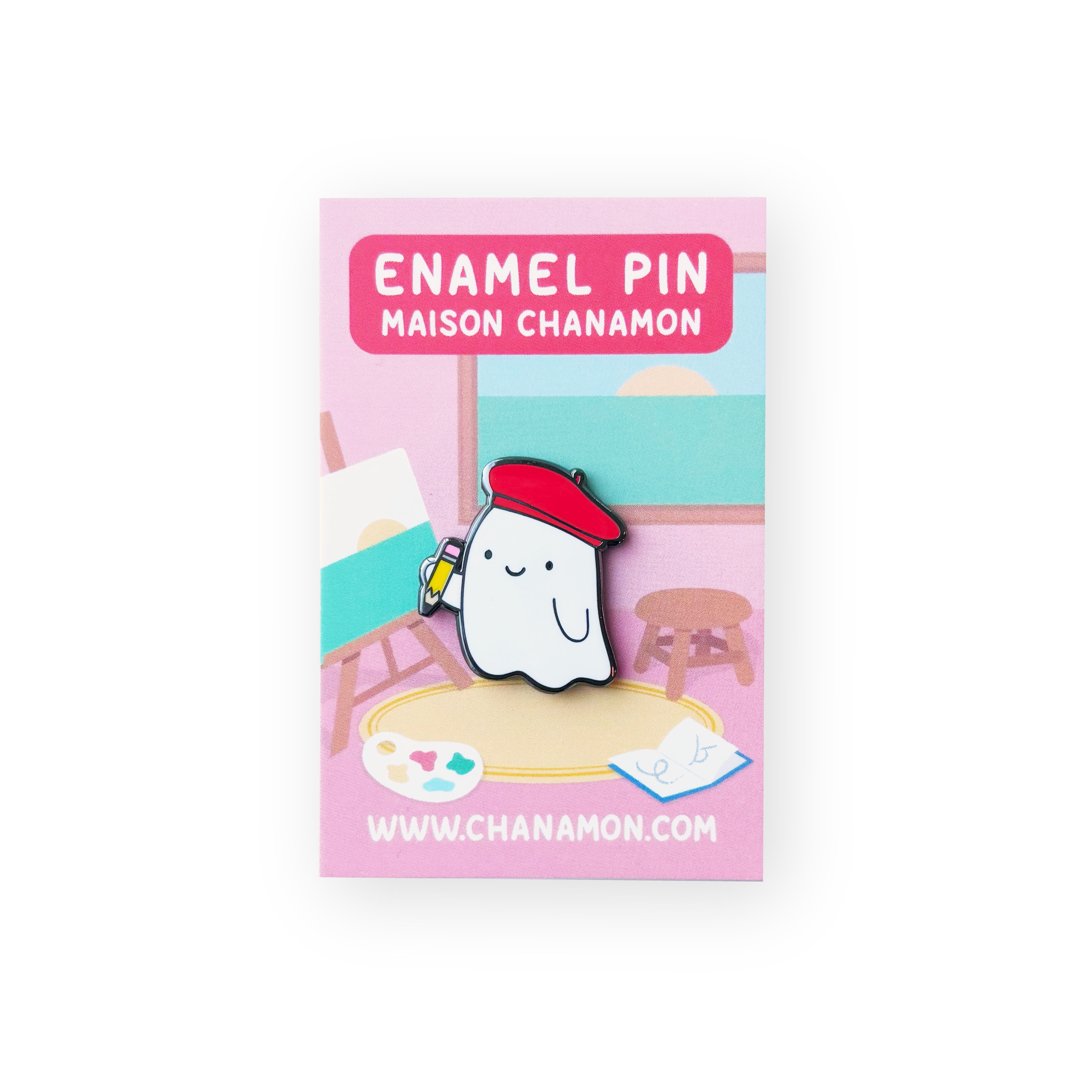 Artist Ghost enamel pin design