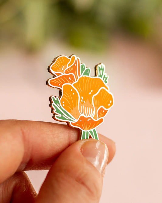 Golden Poppy Enamel Pin