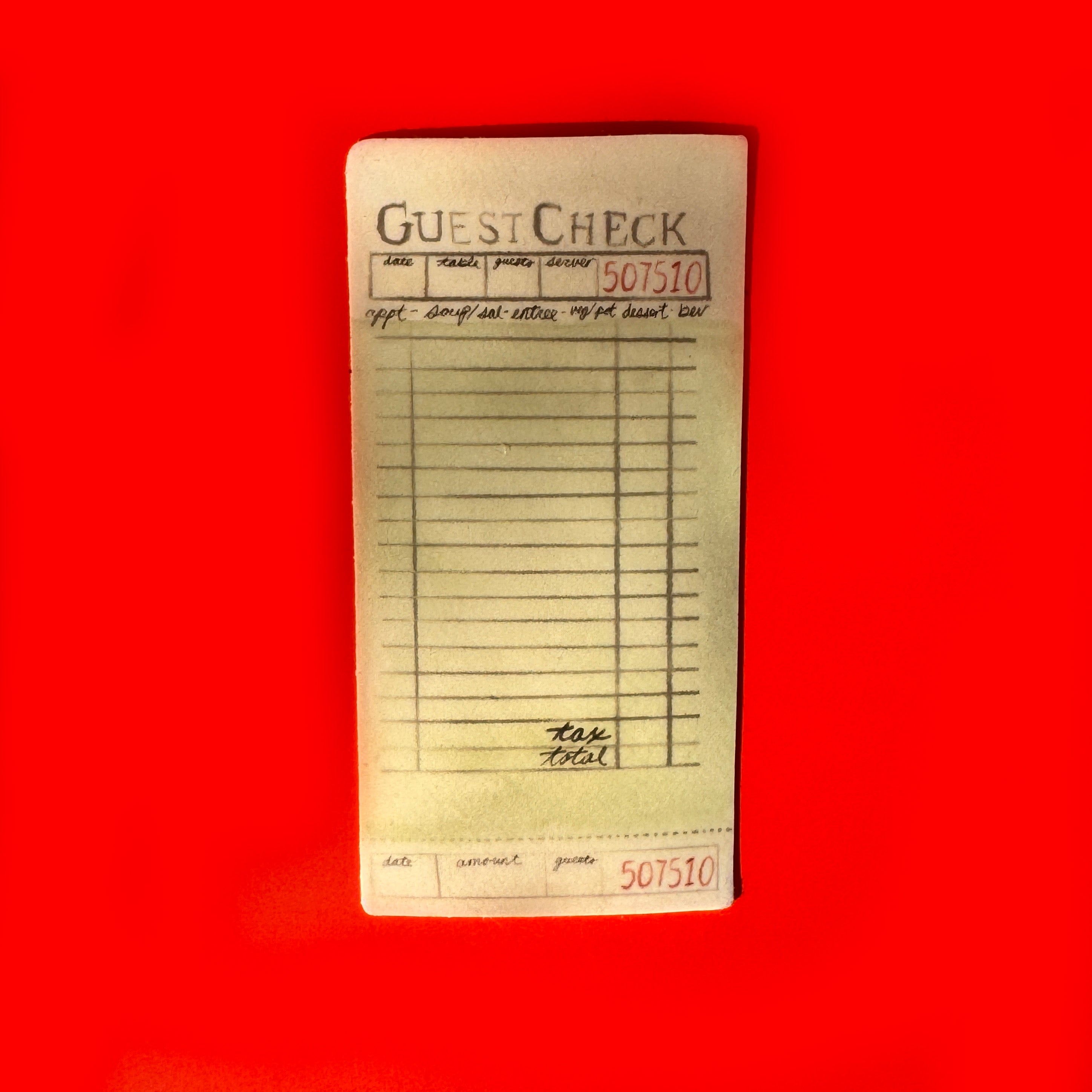 sticker with a guest check form