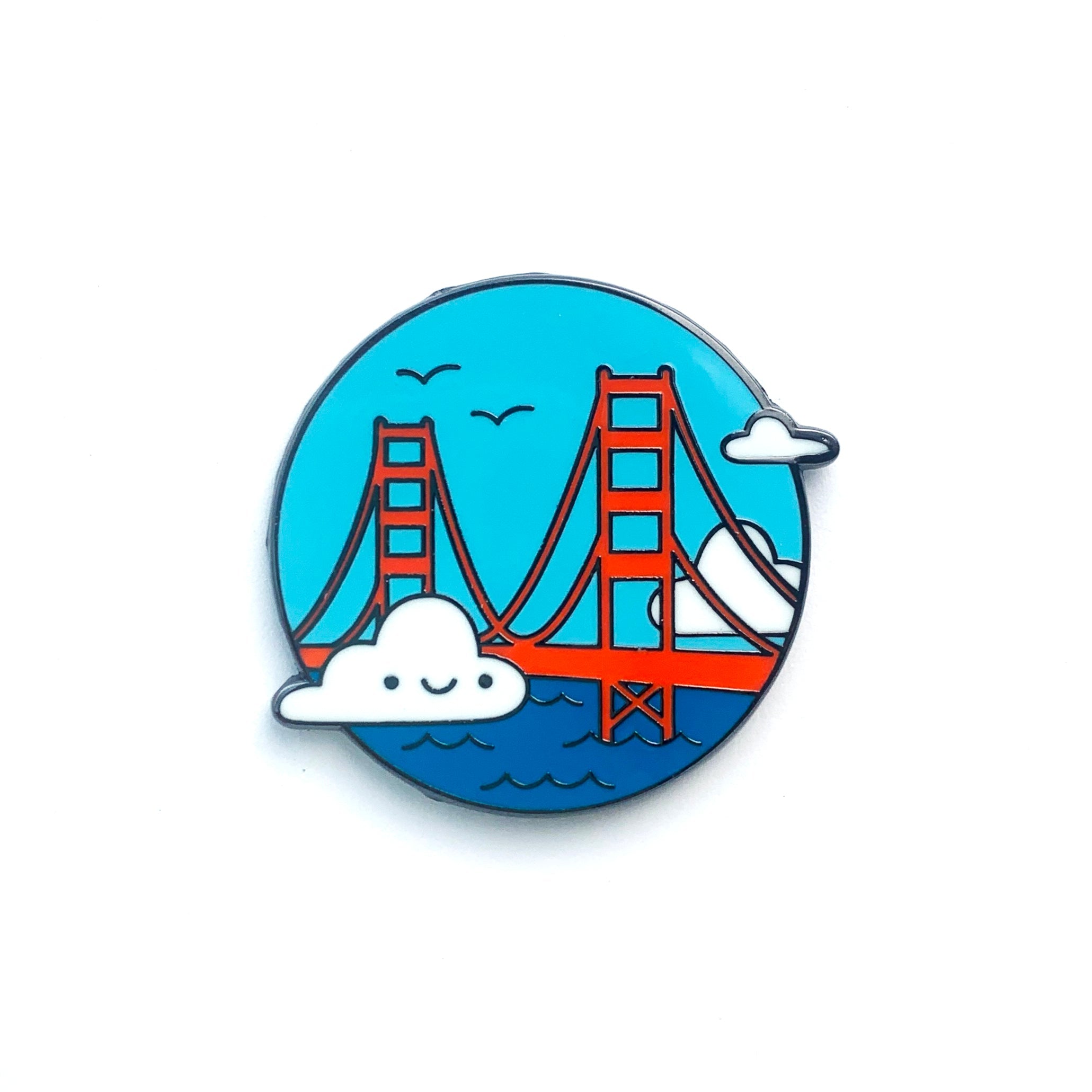 Golden Gate Bridge enamel pin detail