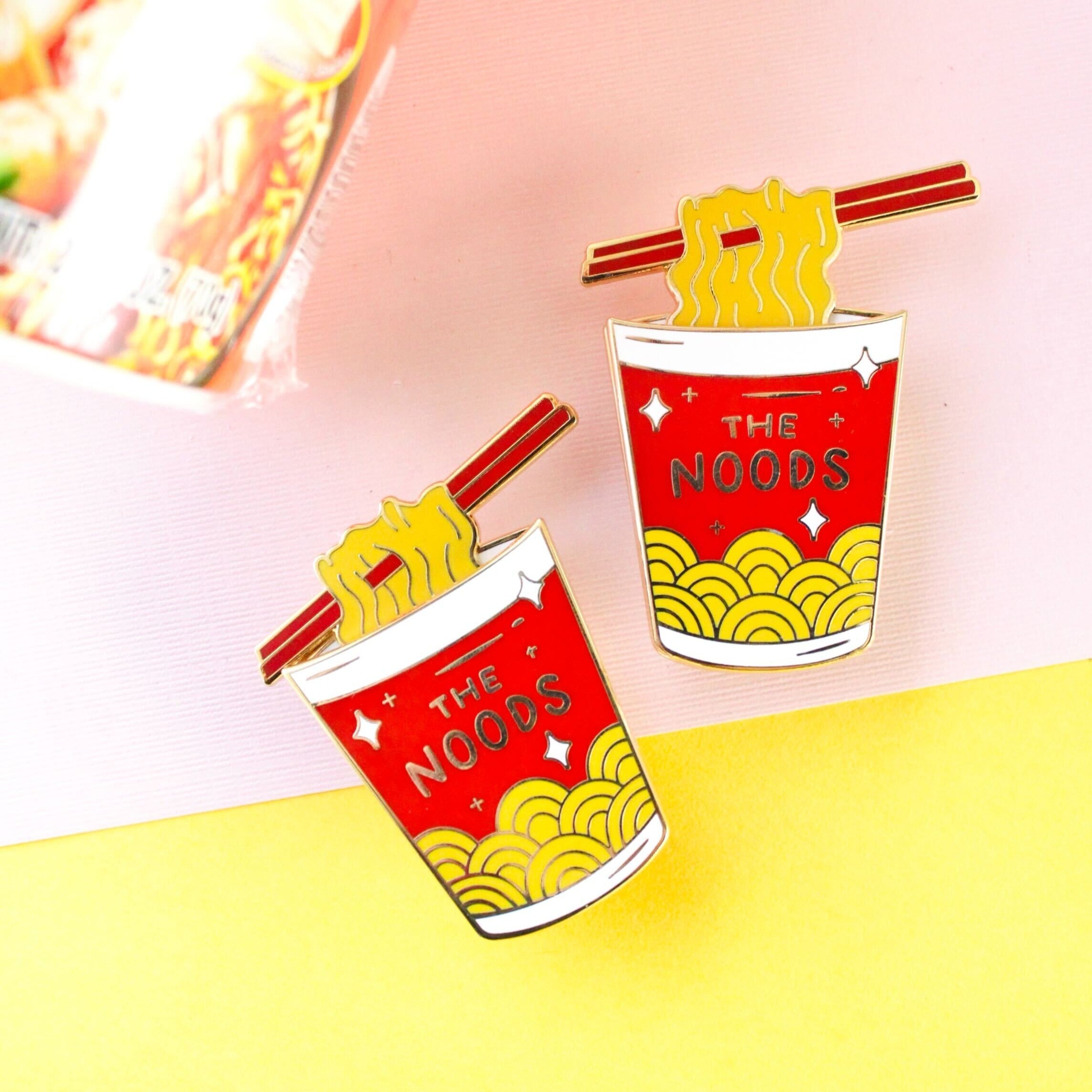 Instant Noods enamel pin detail