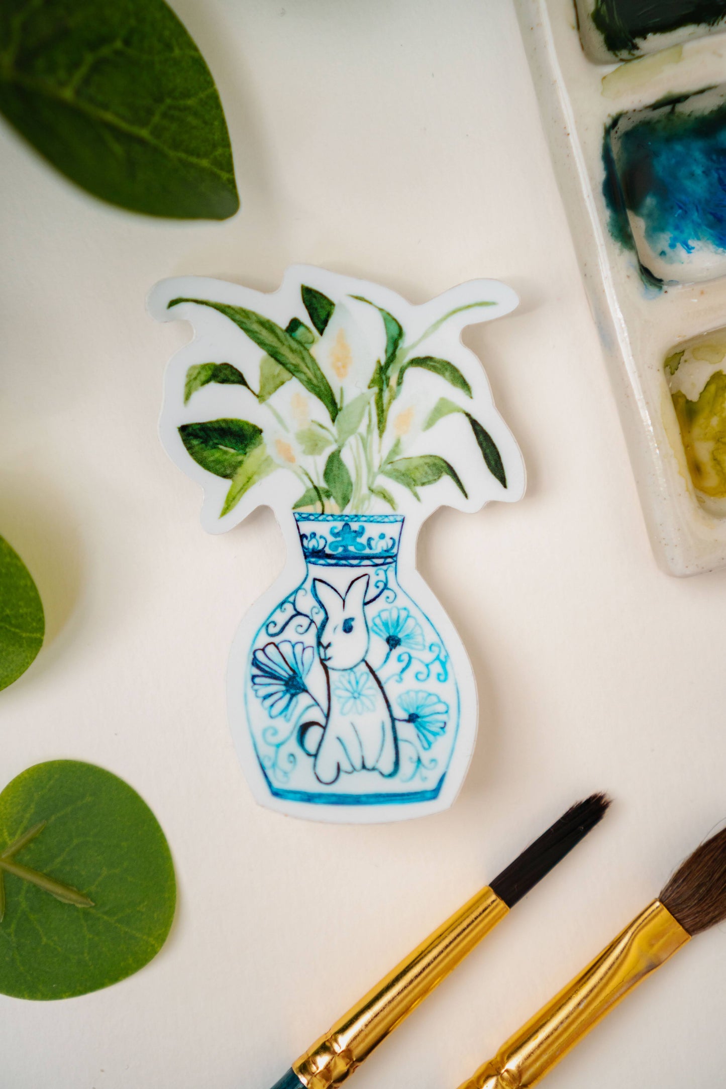 Year of the Rabbit + Peace Lily Plant Sticker