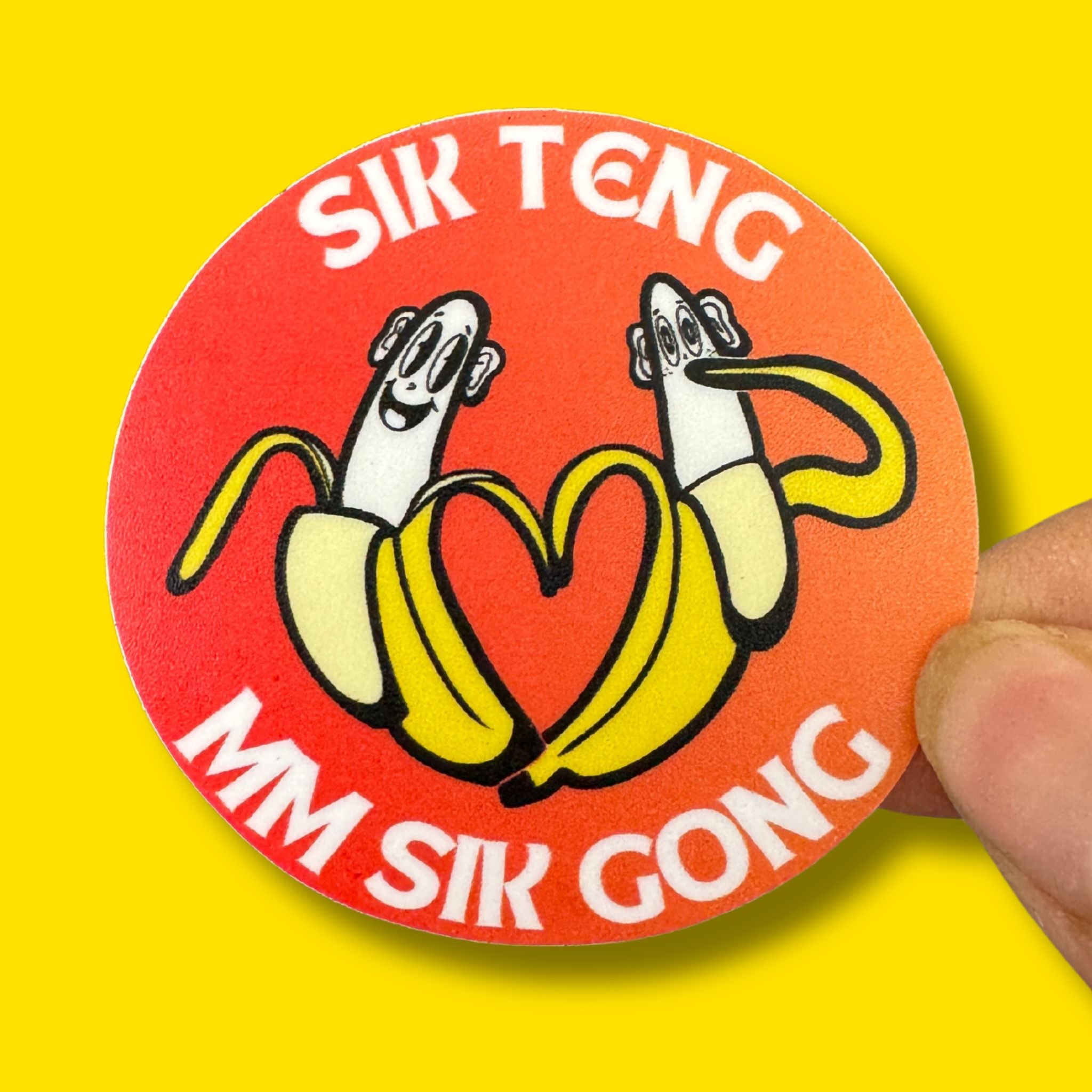 Sik Teng MM Sik Gong Sticker with cartoon banana drawings 