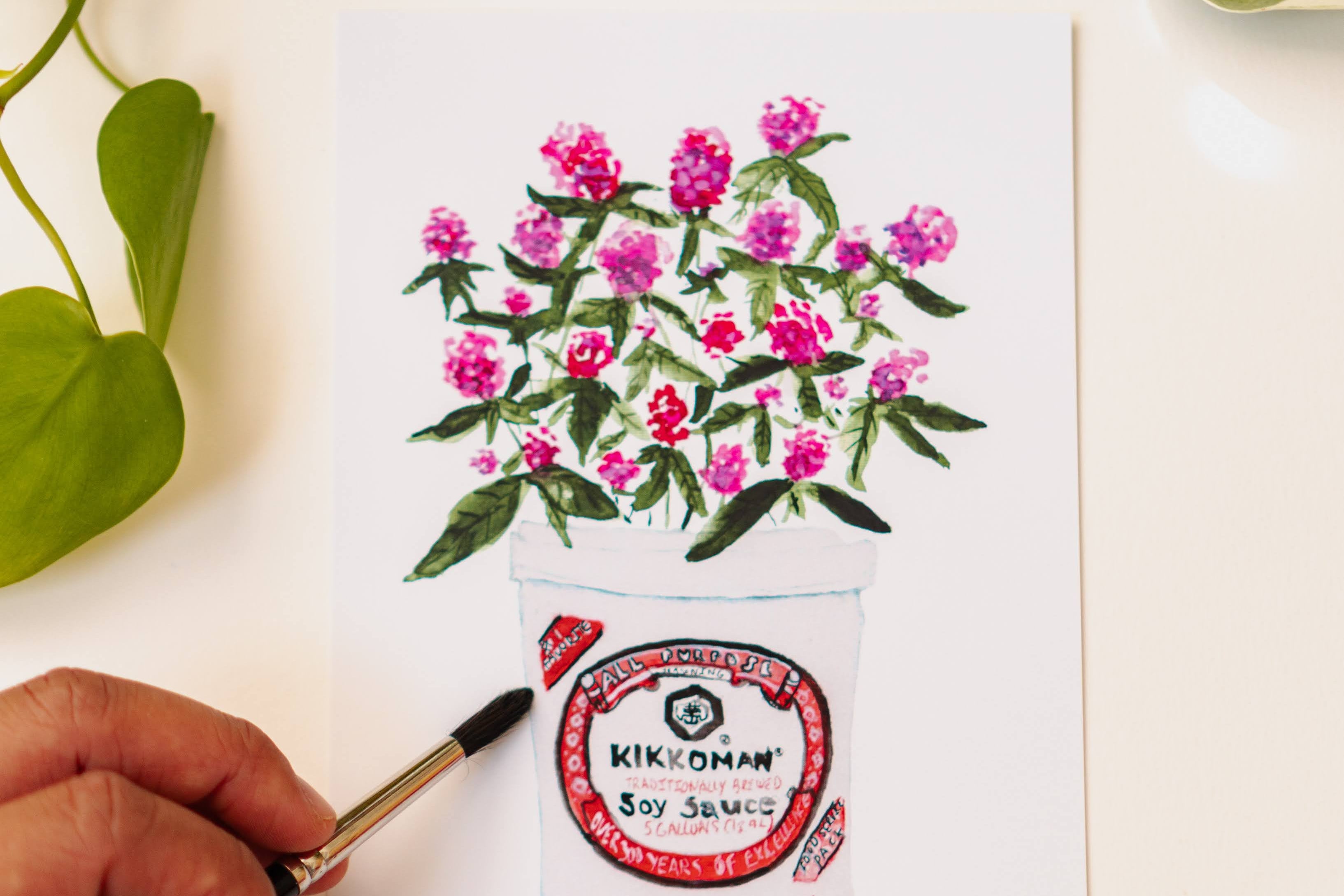 Kikkoman Bucket Soy Sauce Floral Art Print