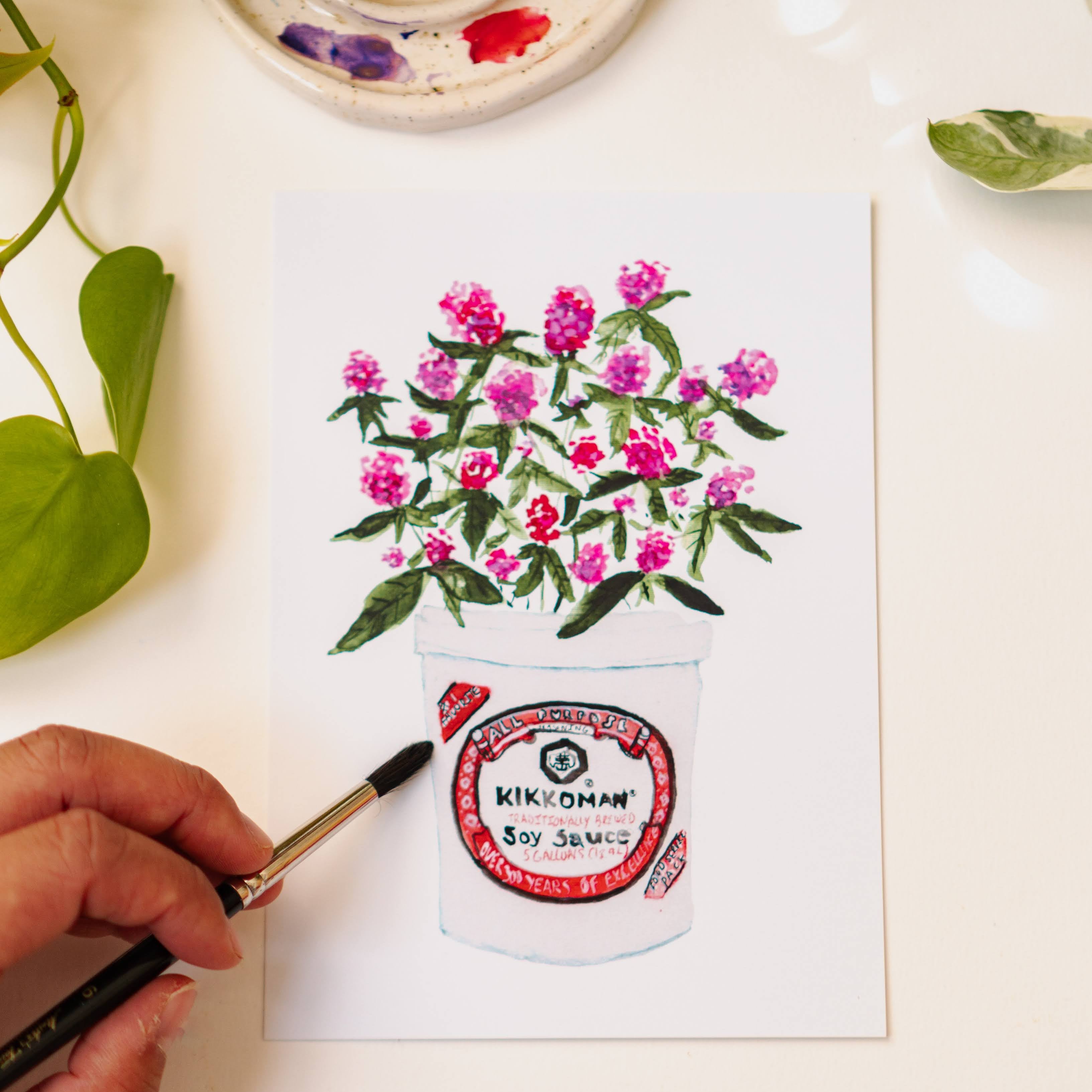 Kikkoman Bucket Soy Sauce Floral Art Print