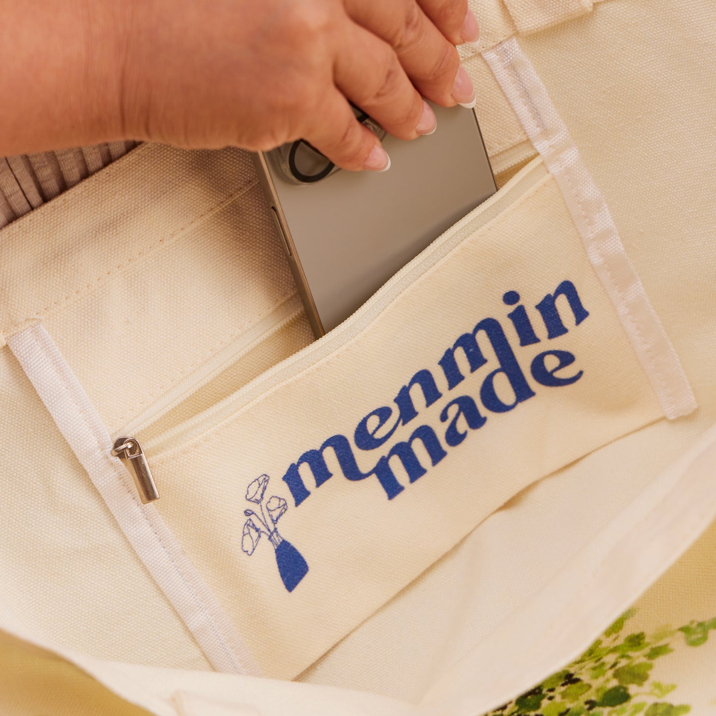 tote bag with Menmin Made logo