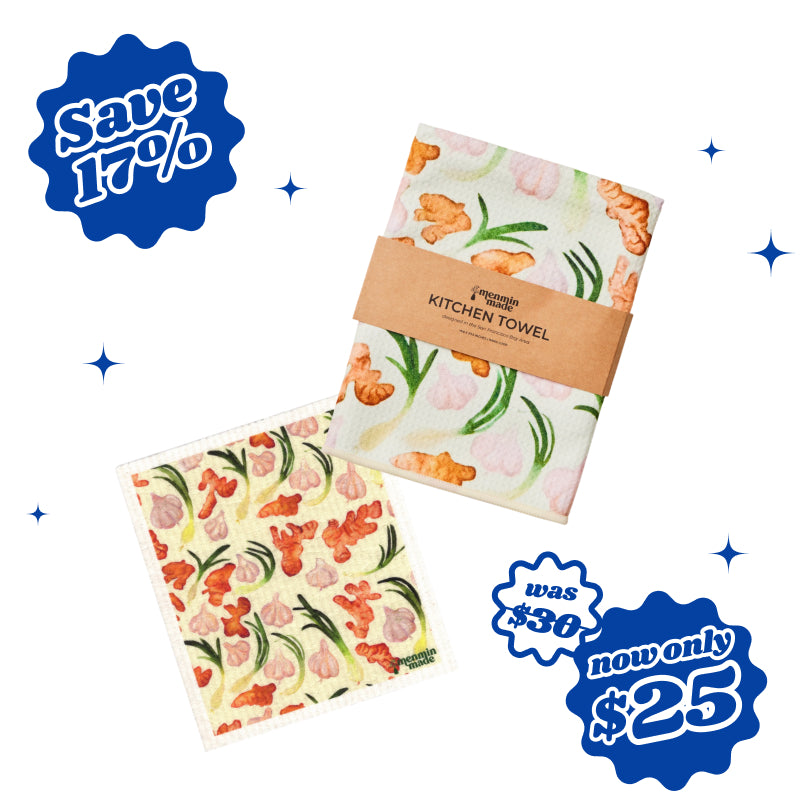 Cleaning With Pretty Art: Tea Towel + Swedish Dishcloth Bundle