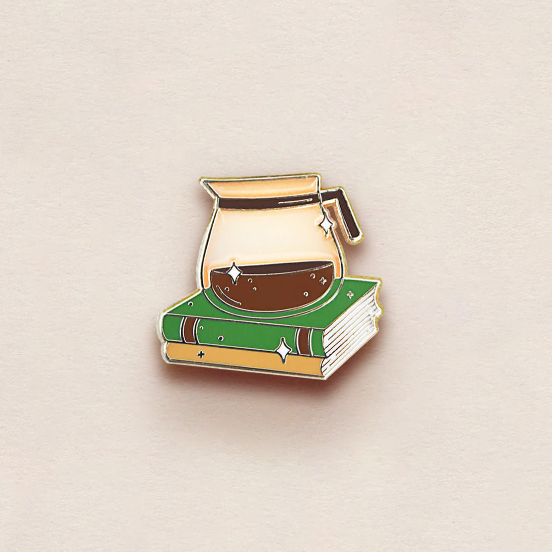Coffee and Books enamel pin detail