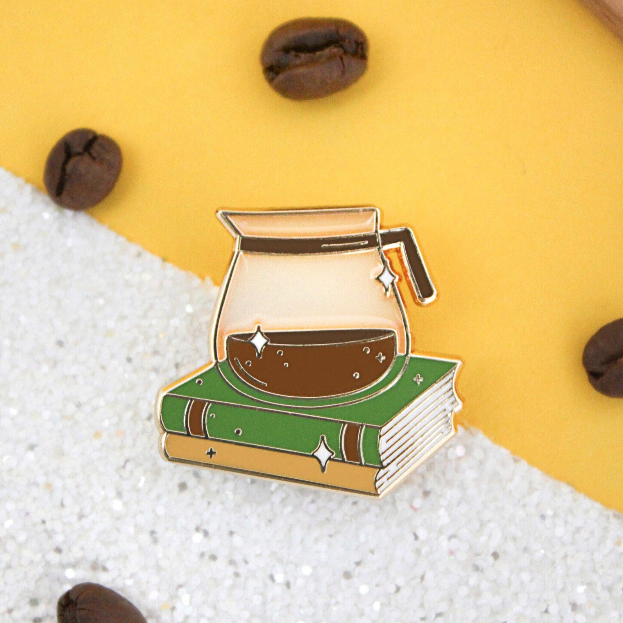 Coffee and Books enamel pin
