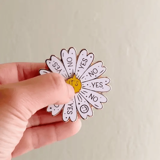 Spinning Daisy Enamel Pin