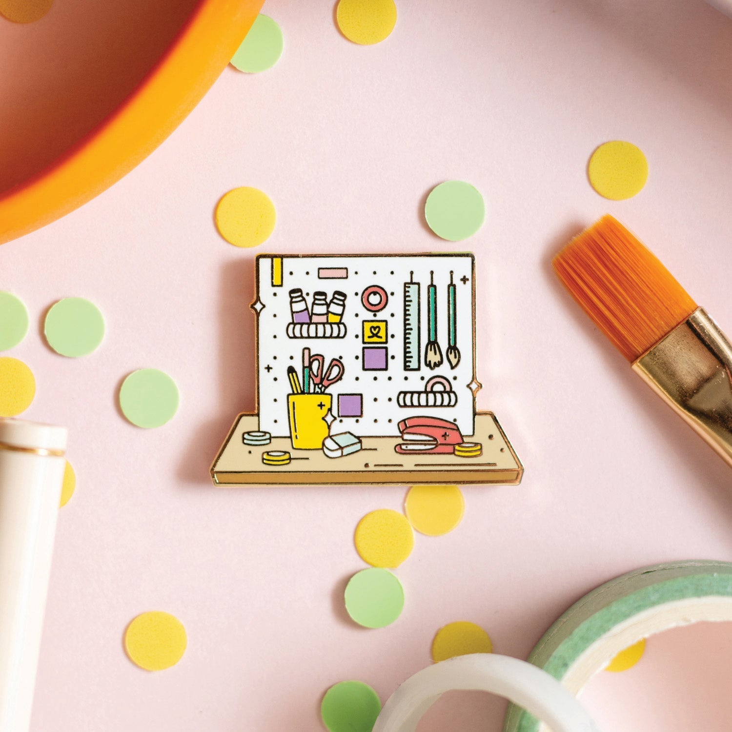 Creative Corner enamel pin detail