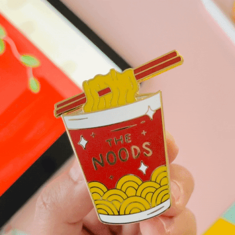 Instant Noods enamel pin sliding noodles animation