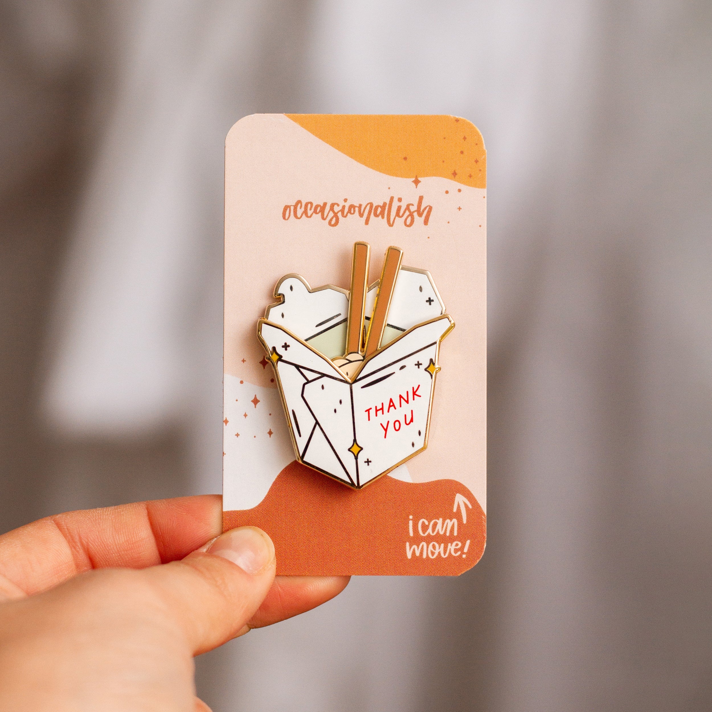 To-Go Box enamel pin on backing card