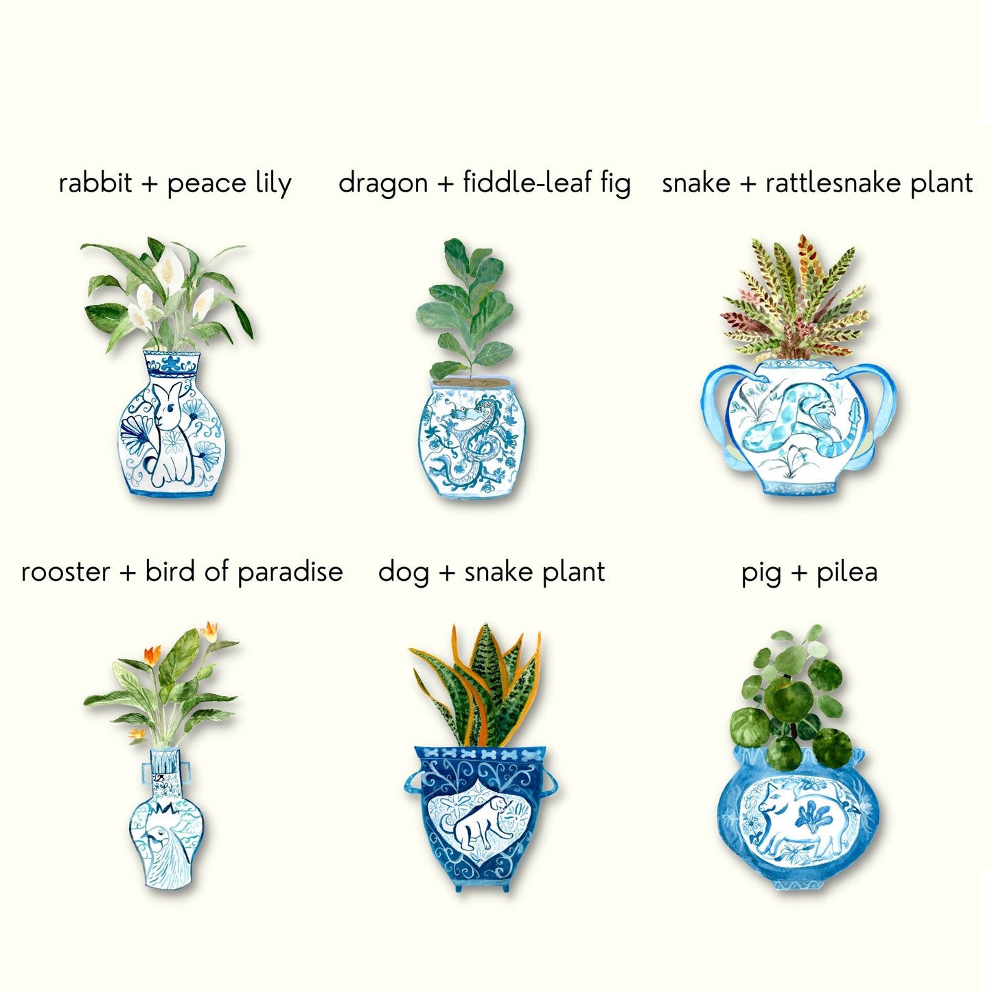 Cute Plant Sticker Pack Chinese Zodiac