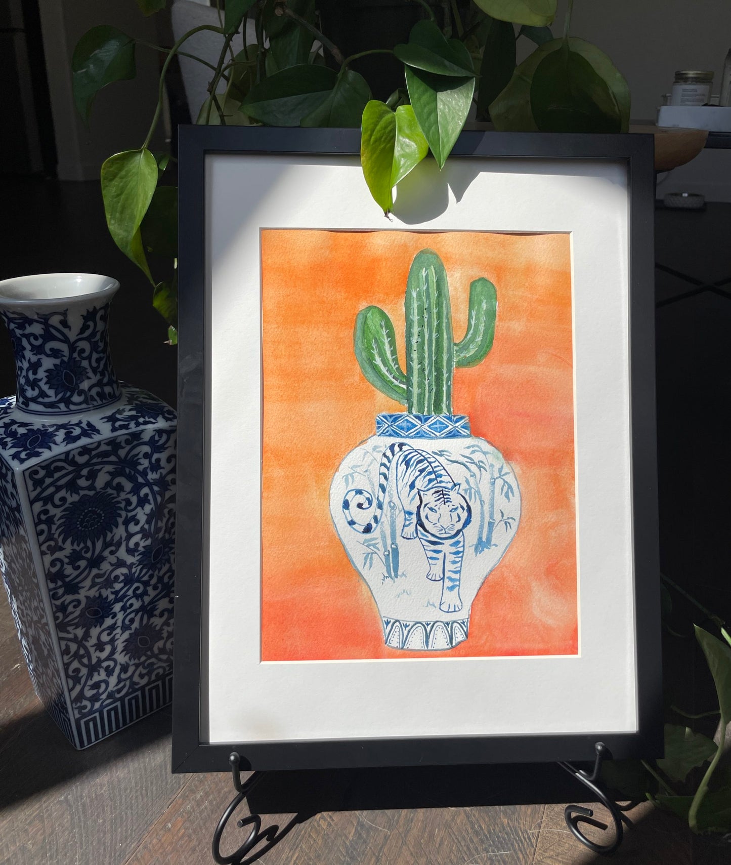 "Year of the Tiger + Cactus" Original Watercolor Painting