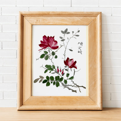 Roses Chinese Ink Print